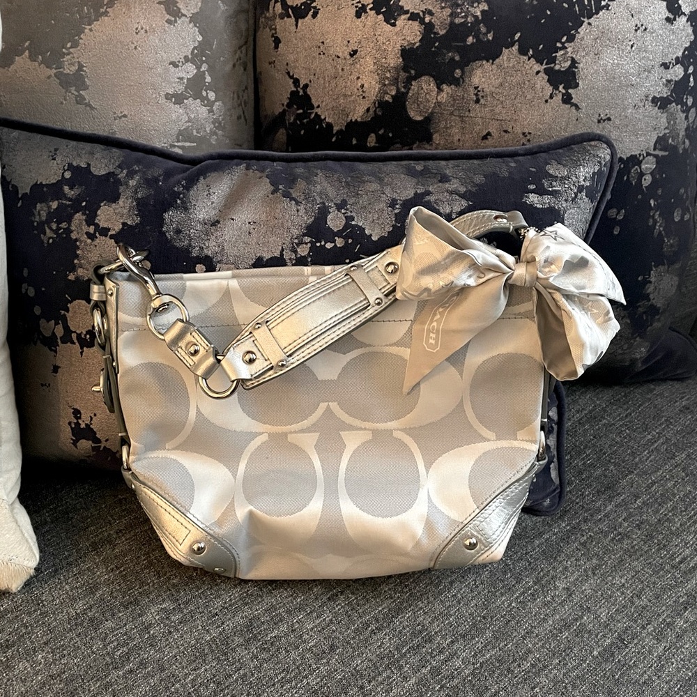 Beautiful Coach Shoulder Bag with Matching Twilly Scarf